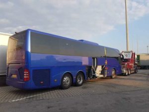 Rapatriement autocar Setra accidenté d’Autriche au Ferry en Belgique 1